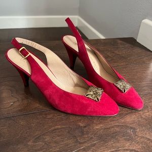 Vintage Bruno Magli Red Suede Slingbacks S8.5 (NWOT)